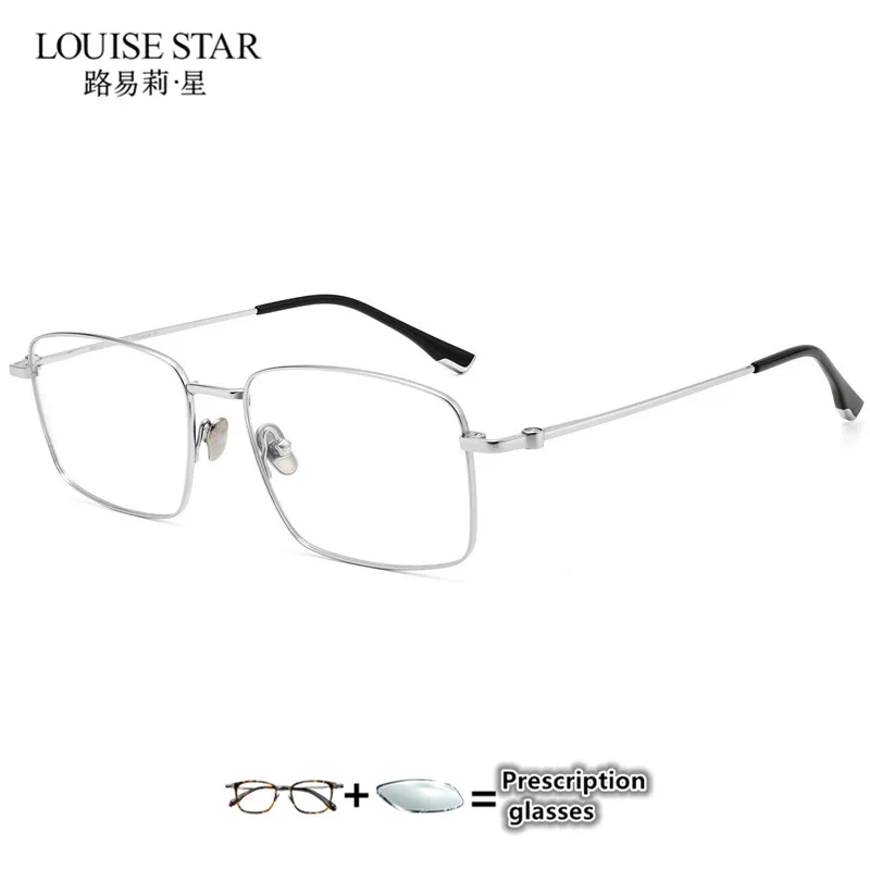 Men's pure titanium full frame minimalist business glasses for myopia customization prescription progressive fitting