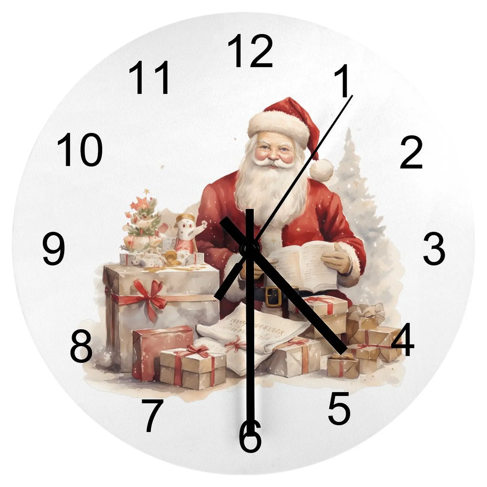 

Indoor Wall Clock Santa Claus Clocks 12 inch Mute Fashion Round Durable Trend Nordic