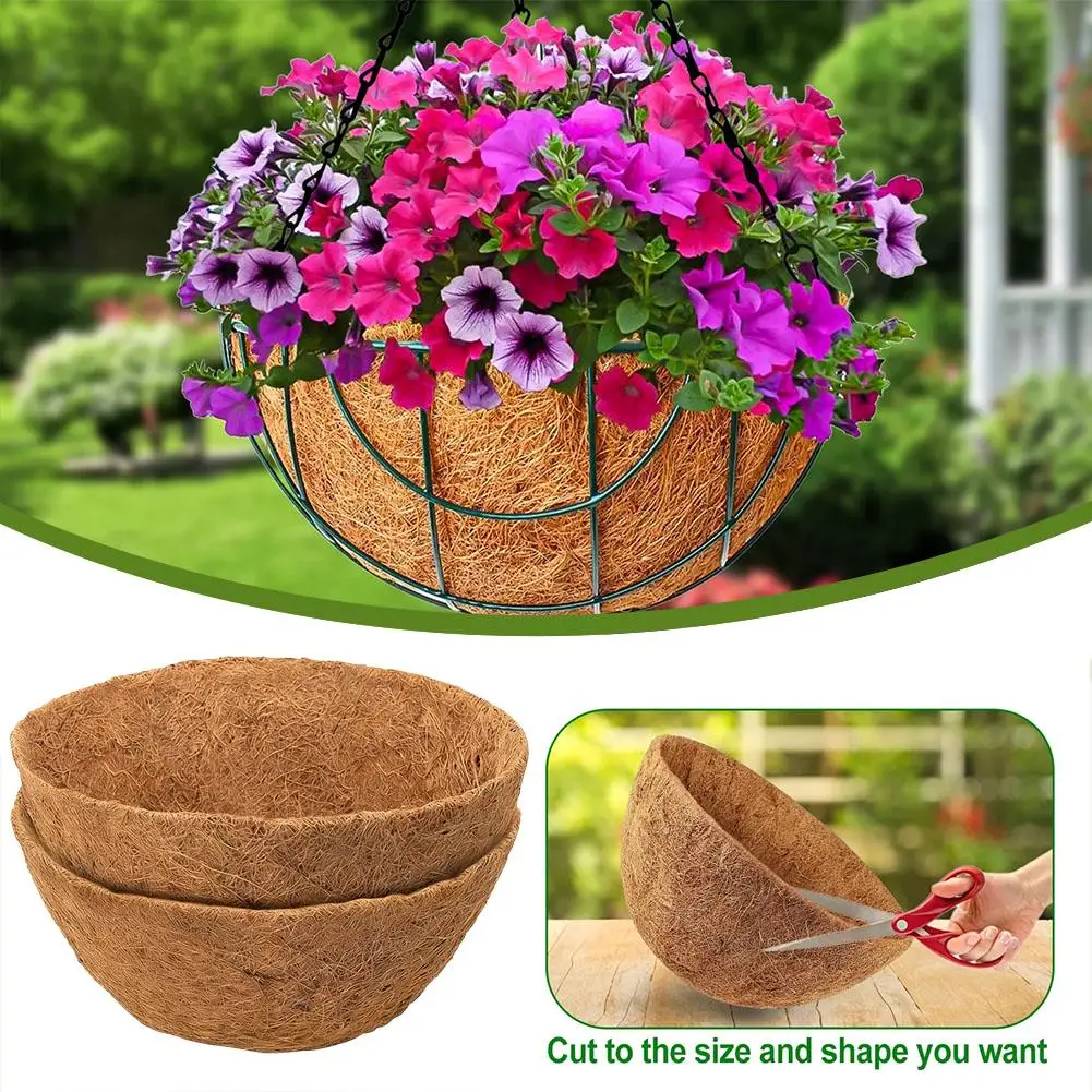 2pcs 25cm Coconut Flowerpot Liner Hanging Coconut Liner Groove Flower Basket Liner Mat Gardening Products