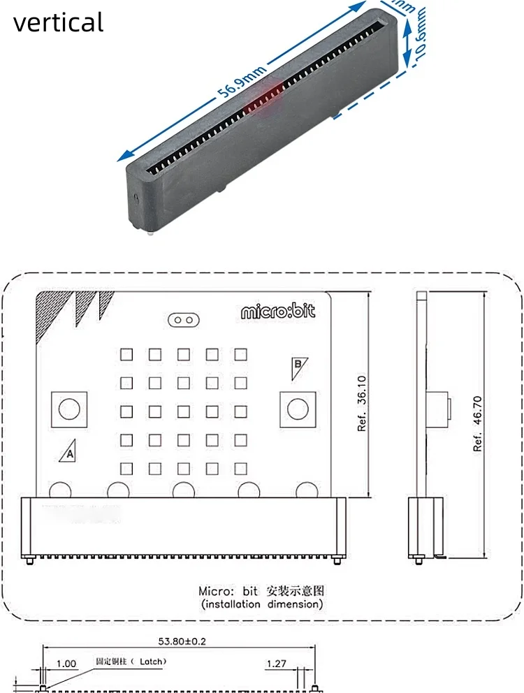 MICRO:BIT Entwicklungsboard-Steckverbinder - Vertikale Steckplätze, 50 Stück pro Schale / Horizontale Steckplätze, 100 Stück pro Schale – Detail 4