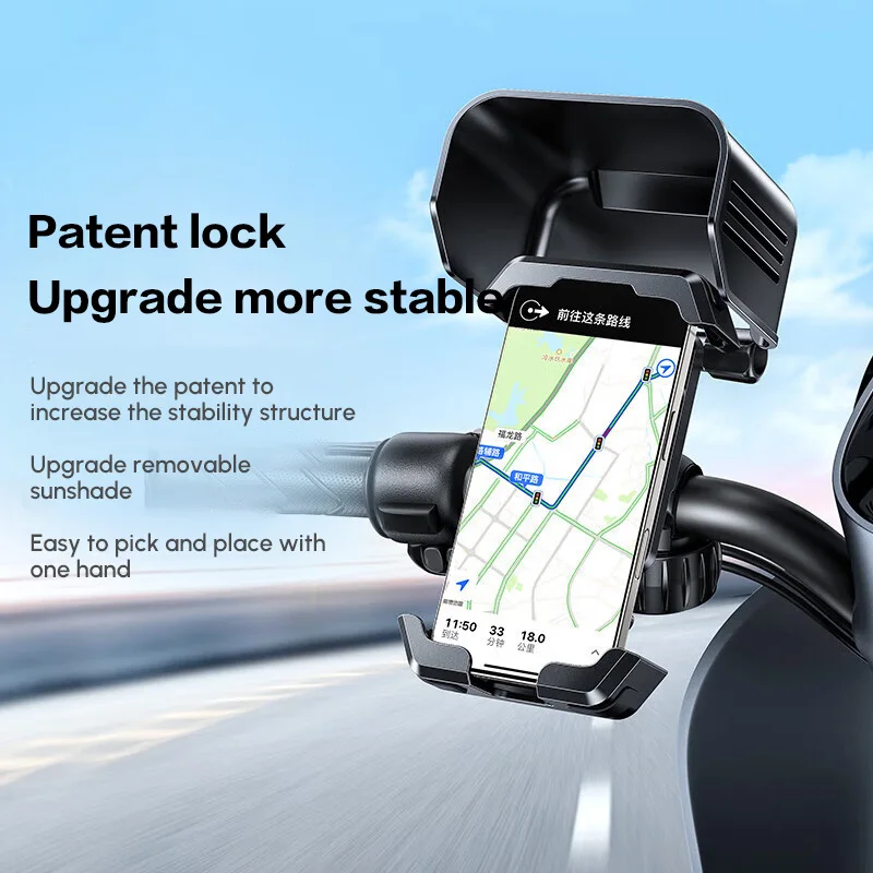 

Держатель для телефона UGREEN на руль электровелосипеда и мотоцикла, навигационный, с креплением типа «колпачок» - съемный солнцезащитный козырек - 360° ° Регулируемый