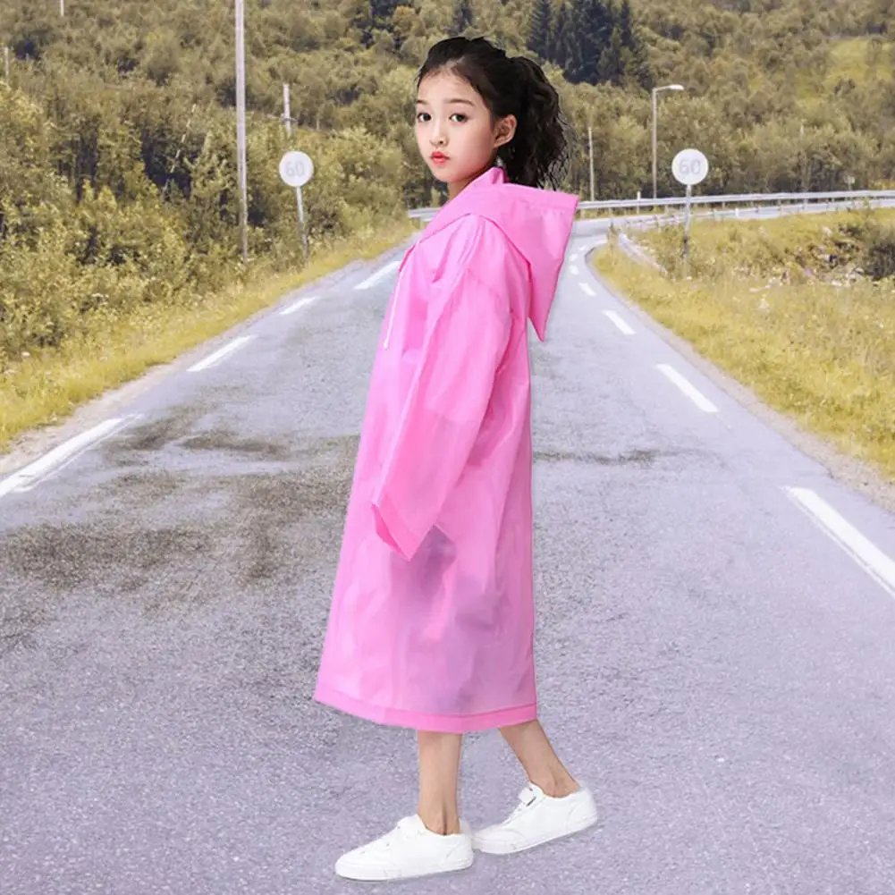 Children Raincoat Convenient Portable Drawstring Design Kids Rainwear Rainproof Long Kids Hooded Poncho Outdoor Supply 어린이 우비