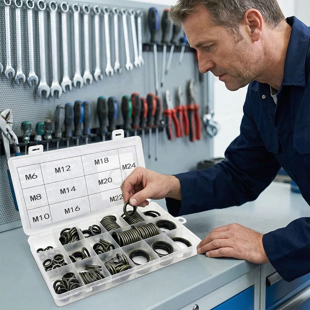 Self-Centered Bonded Seal Oil Washers NBR Metal Gasket for Plumbing Automotive Mechanical Electrical Cylinder Repairs