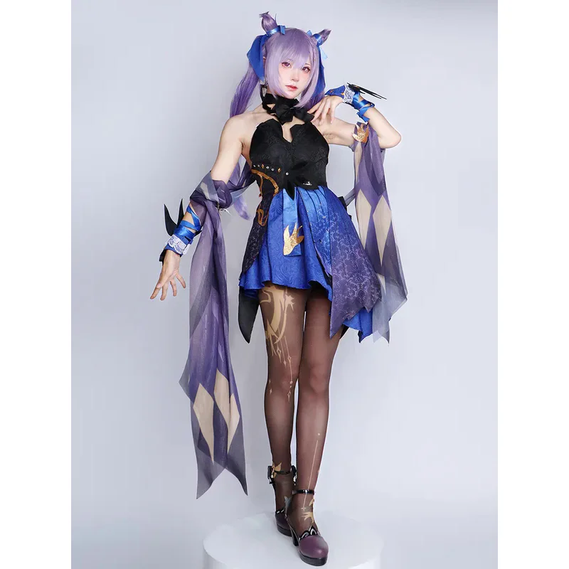 Genshin Impact Keqing Cosplay Costume Uniform Wig Anime Chinese Style Halloween Costumes Game Opulent Splendor New Skin