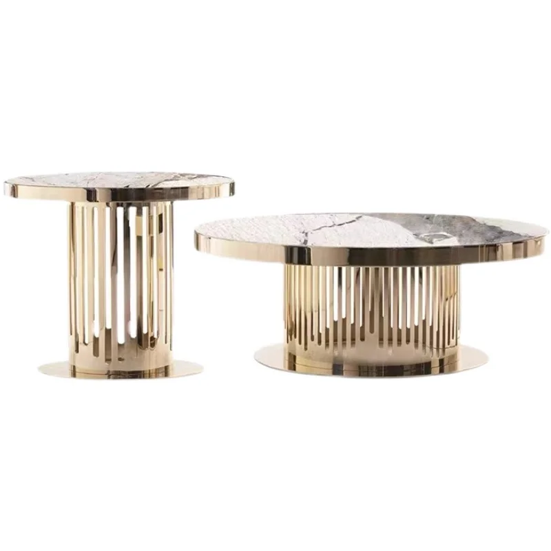 

Nordic light luxury rock plate coffee table modern simple household living room round tea table minimalist Italian size round ta