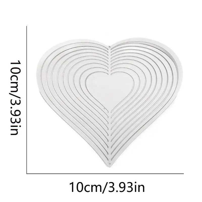 3D Rotating Heart Bird Deterrent, Stainless Steel Reflective Wind Chime with Hook for Garden Farm view 6