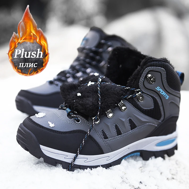 Mens Boots Climbing Hiking Shoes Waterproof Sneakers Man Winter Outdoor High Quality Non-Slip Sneaker Forest Trekking Snow Boots