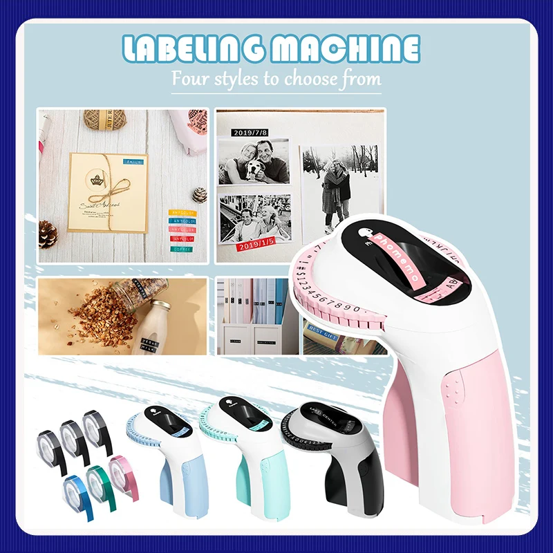3D Label Printer Embossing Label Tape Manual Labeller Typewriter Portable Manual Label Maker Vintage Embossing Label Maker
