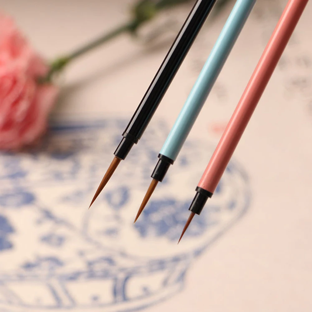 

3 Pcs Color Hook Line Pen Watercolor Brush Large Paint Painting Plastic Fine Tip