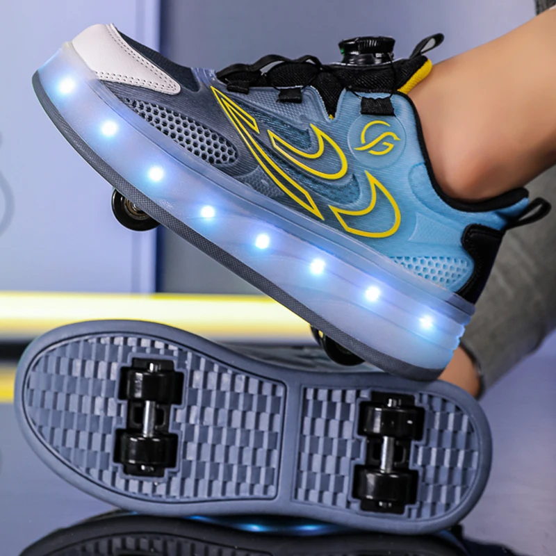 Childrens Sports Shoes Night Light Shoes USB Charging LED Lighting Sports Skateboard Shoes Waterproof Boys Girls Sneakers