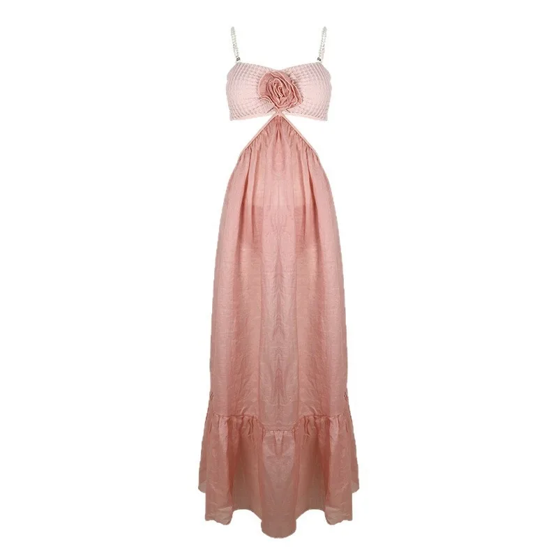 Costume da bagno bikini da donna alla moda, gonna lunga eterea sexy in 3 pezzi, abito da vacanza al mare con busto piccolo push up slim fit aperto sul retro