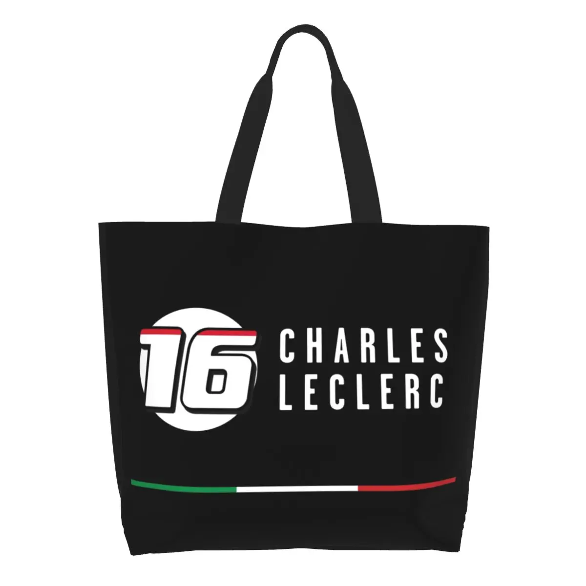 Sport Car Race  Shopping Bag Custom Printing Canvas Shopper Shoulder Tote Bag Big Capacity Durable Charles Leclerc 16 Handbag