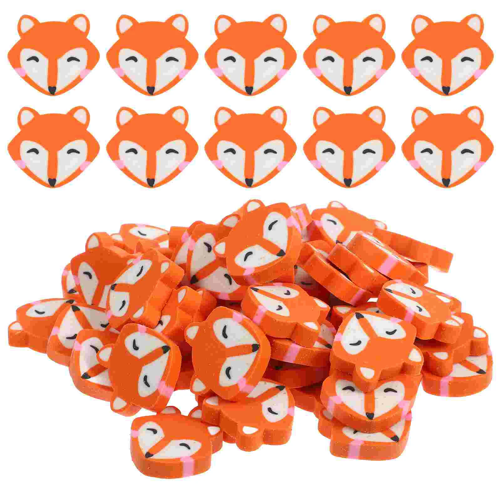 

50 Pcs Little Fox Eraser School Students Kids Erasers Gift Major Birthday Stationery for Artists Sketching