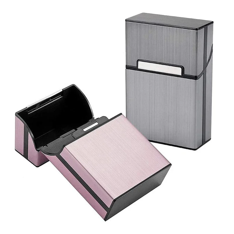 Aluminum Alloy Business Card Holder Metal Platic Box Magnetic Button Name Card Sleeve Storage Container Case Pocket Box Men Gift