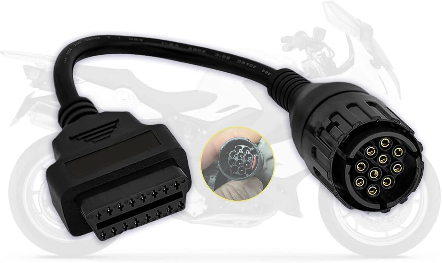 OBD2 Adapter Cable for BMW Motorcycle 10 Pin to 16 Pin Connector,Fit for BMW Bike from 1996 to 2016