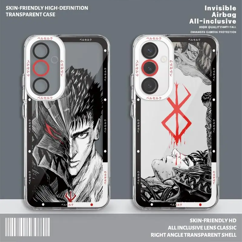 Transparent Soft Case for Samsung Galaxy A35 A55A53 A54 A73 A34 A33 A25 A24 A13 A14 A15 5G Berserk Anime Guts Cover