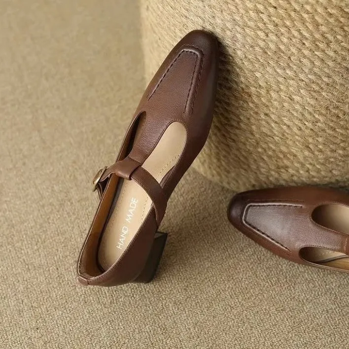 Women's Hollow Out Square Toe Mary Janes - Breathable Low Cut Shoes Chunky Heel Comfortable Shoes Spring Fall 2026
