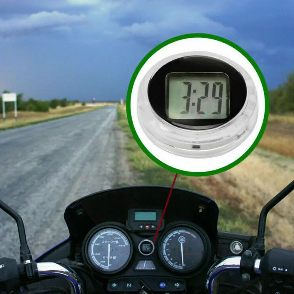 Waterproof Mini Digital Clock for Motorcycle Motorbike with Easy Adhesive Mount and Shockproof Vibration Proof Feature