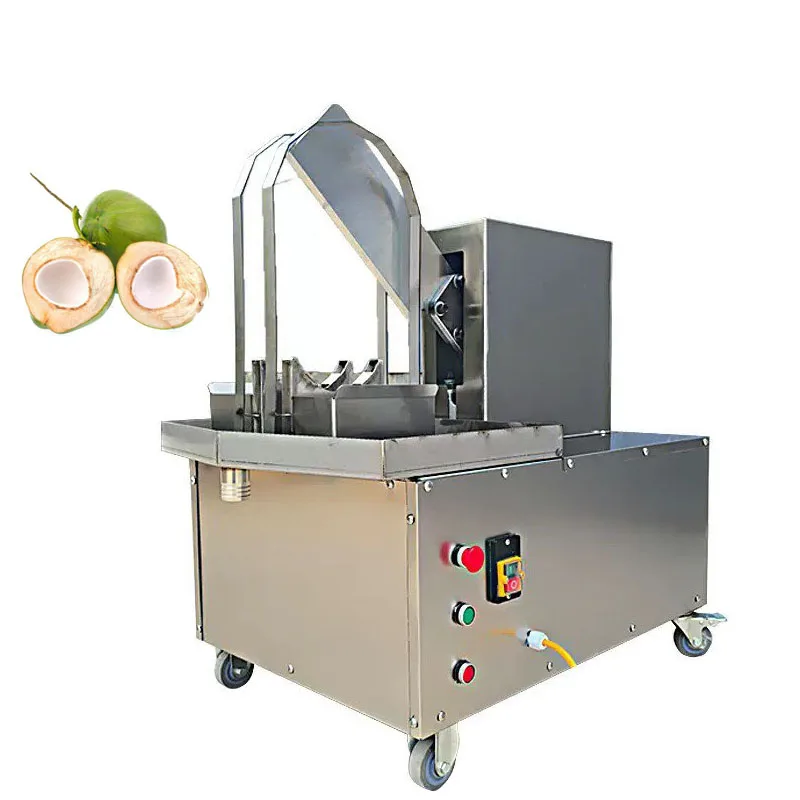 Electric Opening Easy Coconut Smooth Cutter Automatic Young Coconut Half Cutting Machine