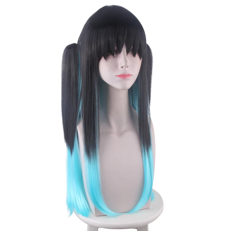 "Demon Slayer: Kimetsu no Yaiba شعر مستعار COS مصبوب بالكامل، شعر مستعار أنيمي، شعر مستعار كوس" شعر مستعار من الألياف الاصطناعية