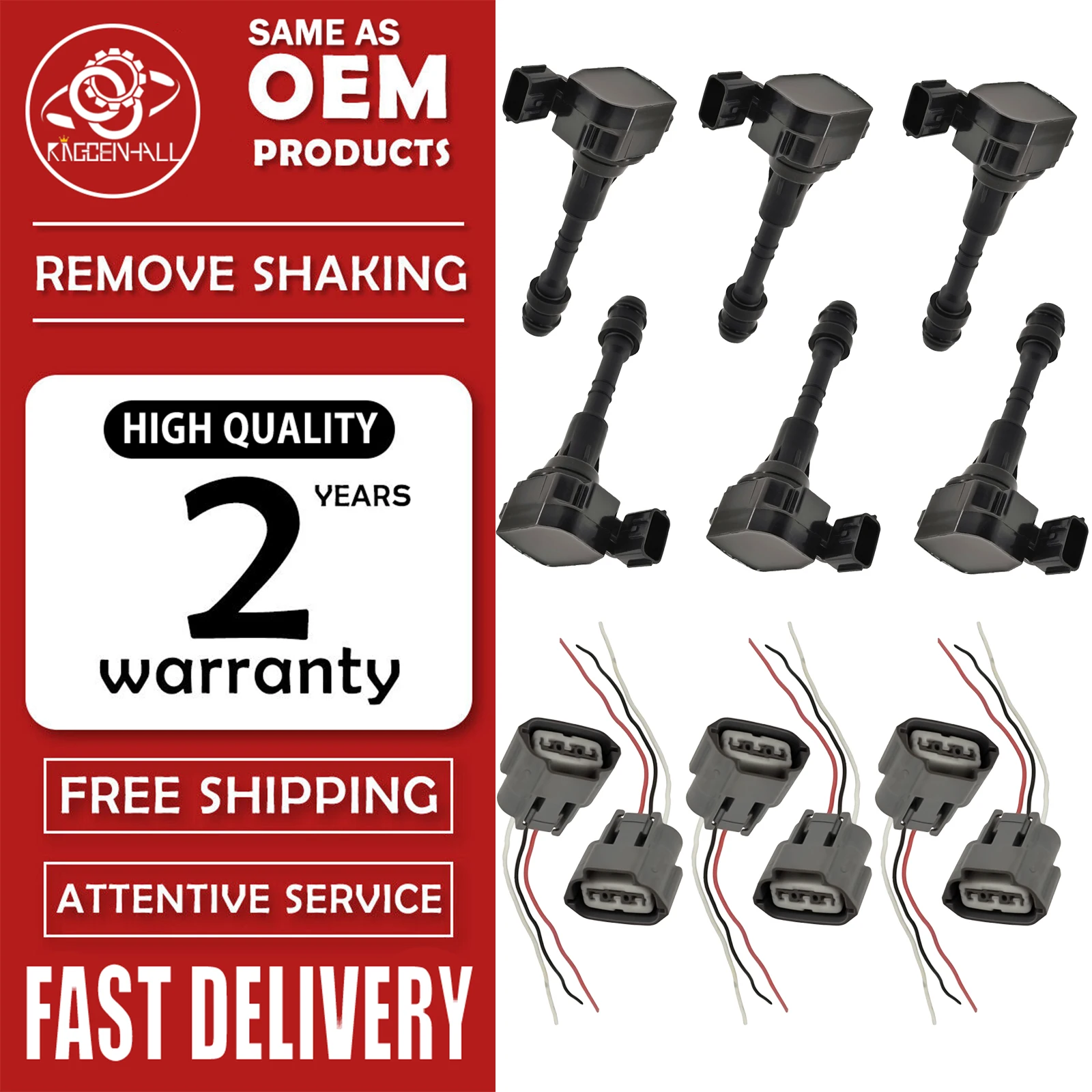 

6pcs Ignition Coil+plug Compatible with RENAULT VEL SATIS DACIA DUSTER INFINITI FX Replacement Of 3340082Z10 22448-8J115