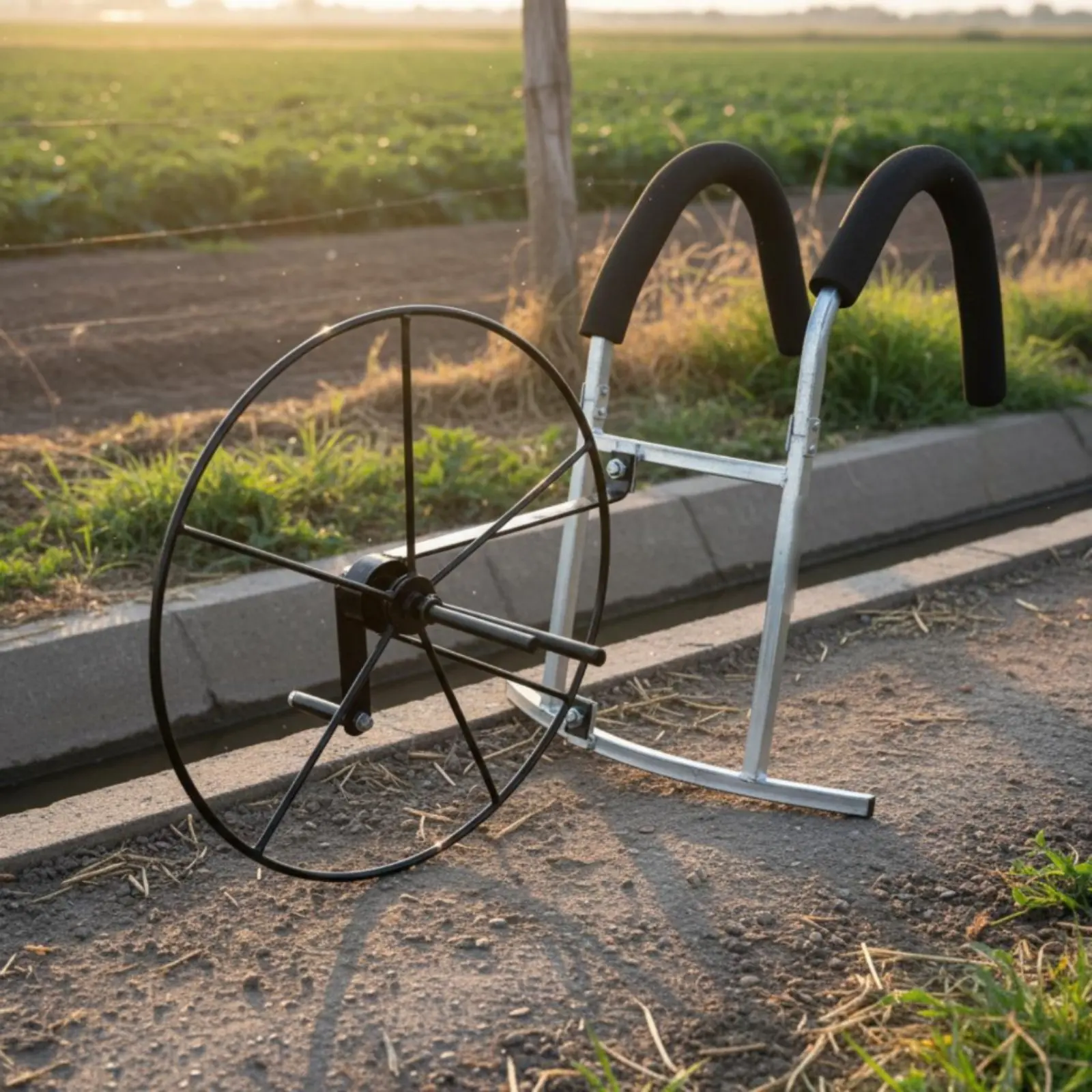Shoulder-Carried Hose Reel Portable Hand-Crank Hose Winder Manual Irrigation Pipe Spool Sturdy Steel Construction Farming Tool view 3