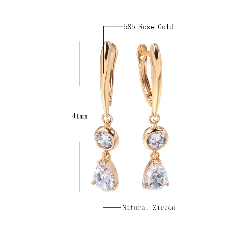 JULYDREAM Personality Double Pendant Zircon 585 Gold Color Earrings for Women Fashion Wedding Jewelry Girls Party Accessories