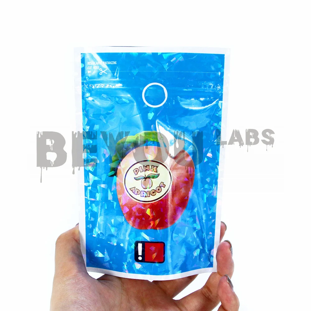 3.5G Zip Lock Bag Waterproof Smellproof Food Storage Bags Reusable Pouch Stand Up Pouches Laser Reflective Package Customize