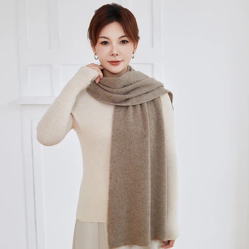MVLYFLRT A-Class 100% Pure Goat Cashmere Scarf Solid Color Knitted Winter Warm Neck Protection Fashion Scarf for Men And Women