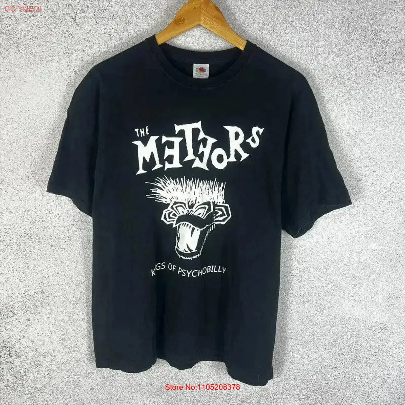 The Meteors KINGS OF PSYCHOBILLY Punk Band short sleeve black shirt KV21301 vintage Washed homme fashion Soft streetwear Unisex