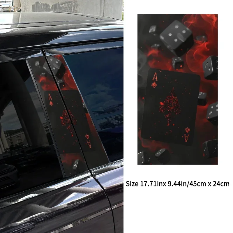 2PC Fire Smoke Poker and Dice Car Stickers Auto B Pillar Waterproof Cover Scratches DIY Car Doors Pillar Sunscreen Vinyl Decals