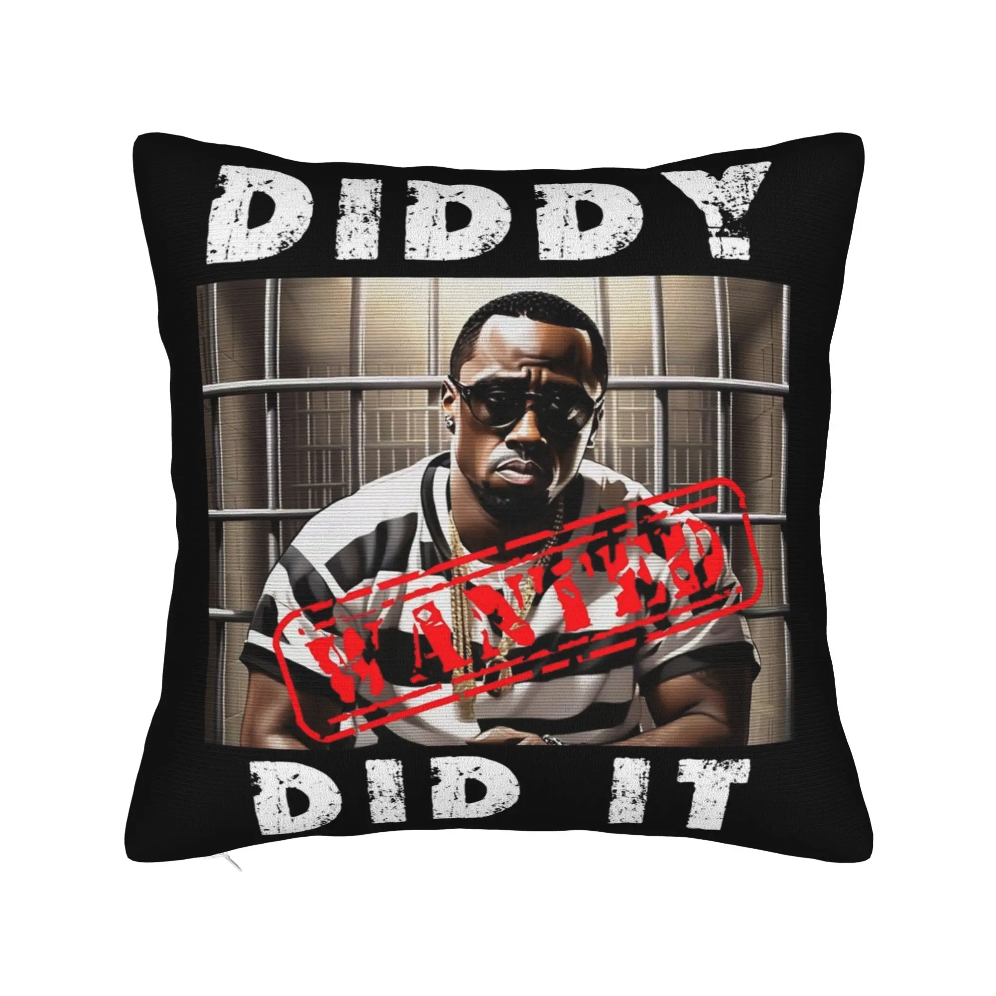 Diddy in Prison Diddy Did It Pillowcase Printing Polyester Cushion Cover Decoration  Throw Pillow Case Cover Home Zipper 40*40cm