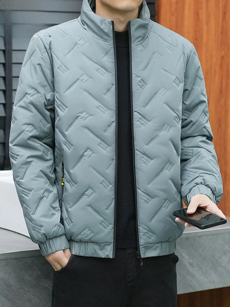 

Paul 2024 Men's Winter Thiened down Cotton Jaet Stand Collar Durable Pure Color Warm Coat Youth Casual Faion Polyester ...