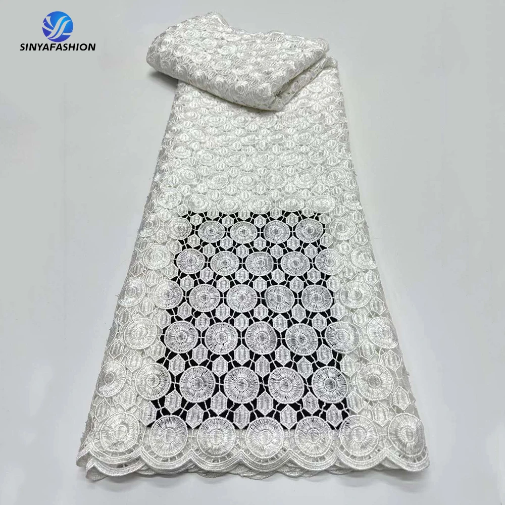 Tim 5 Yards African Guipure Cord Lace Fabric 2024 High Quality Nigerian Water Soluble Embroidery Lace For Women Wedding Dress