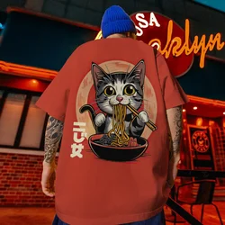 2024 New 3d Japanese Cat Printed Men's T-Shirt Summer Casual Man Clothing Loose Oversized T-Shirt For Men Street Fashion Tee Top