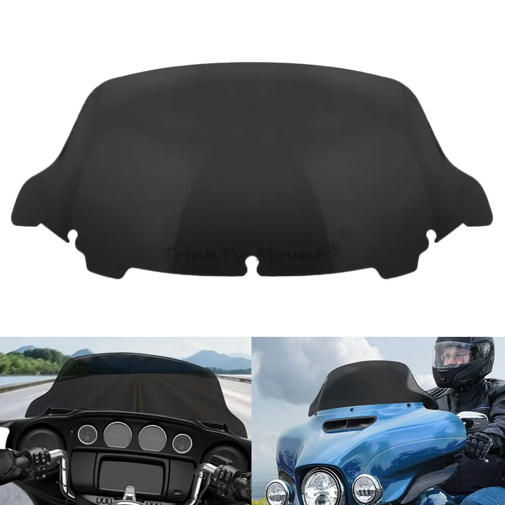 

10.5'' Motorcycle Black Upper Fairing Windshield Windscreen Fit For Harley Touring Electra Street Glide Trike Revival 2014-later
