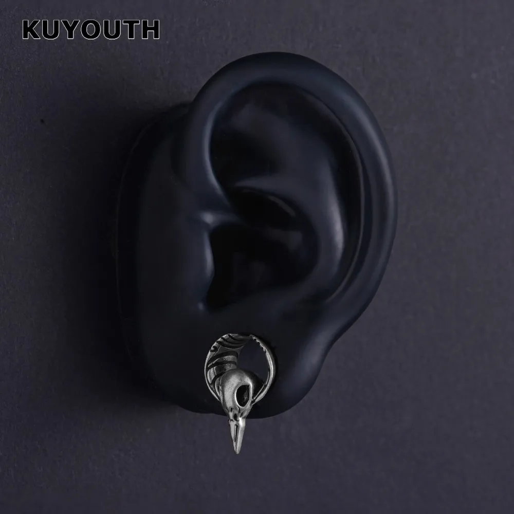 KUYOUTH Latest Copper Skull Bird Notched Ear Tunnels Earring Piercing Gauges Body Jewelry Plugs Expanders 8mm-25mm 2PCS
