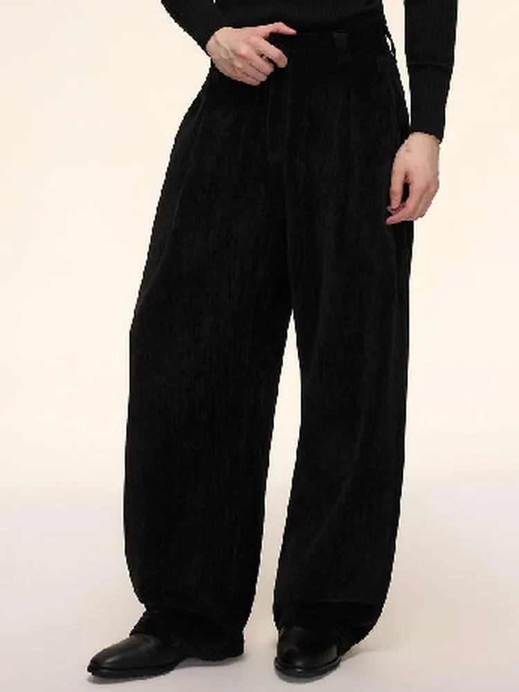 

Bla Straight Leg Pants Loose Casual ex Retro Splicing Long Trousers Slimming Effect Autumn Winter Faion Menswear Wome...