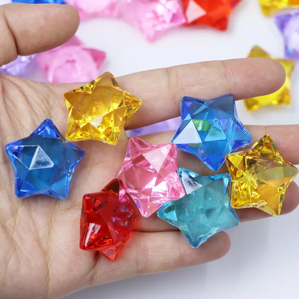 Camal 20pcs Acrylic 30mm Multi-faceted Pointed Star Colorful Gemstone Vase Landscaping Christmas Decor Ornament Child Toys Gifts