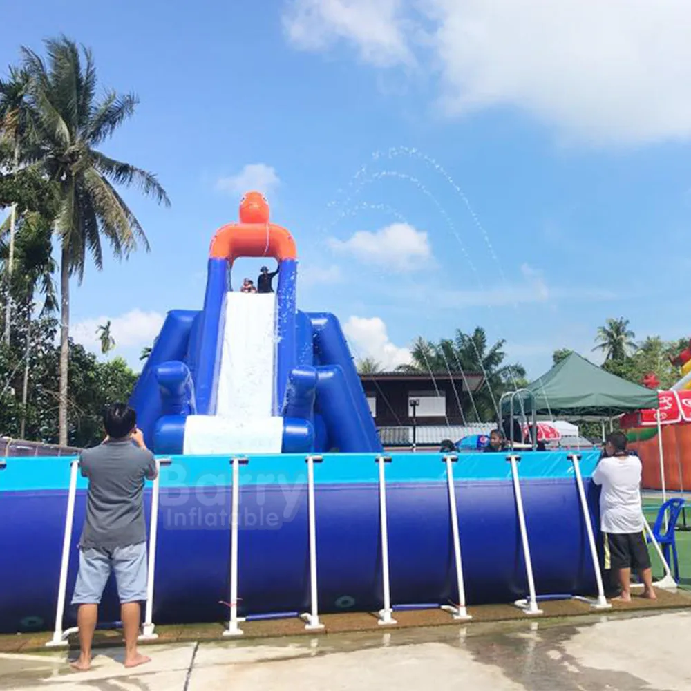 Large PVC Portable Above Ground Garden Swimming Pool Outdoor Rectangular Metal Frame Swimming Pool Equipment Set