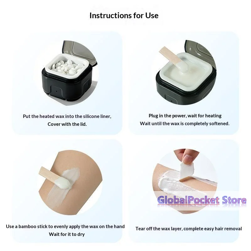 [TG823]Mini Wax Heater Machine Silicone Bowl Wax Warmer Nose Ear Hair Removal Waxing Kit Wax Bean Wax Heating Melting Pot Melter - view 5