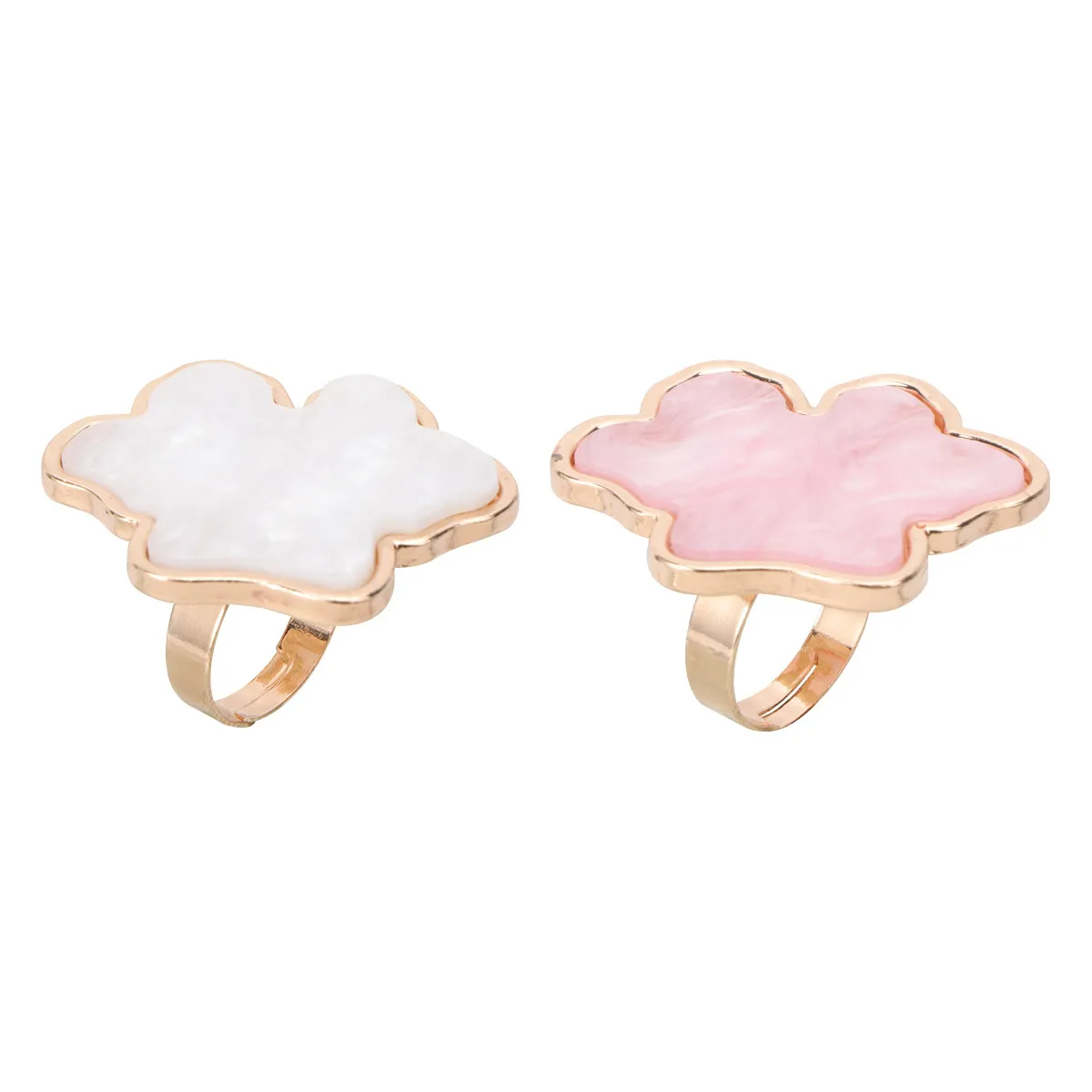 2Pcs Resin Nail Art Ring Palettes Mini Wearable Mixing Tray Exquisite Delicate Design for Nail Color Customization Salon Home