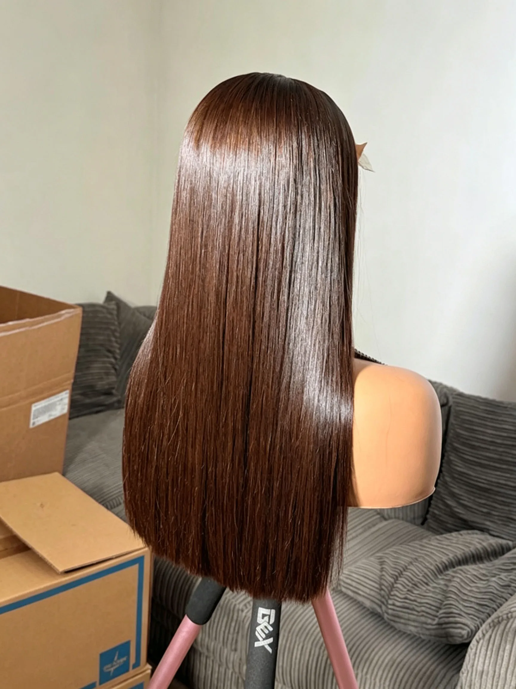Chocolate Brown 13x6 Hd Straight Lace Front Wig Human Hair 30 Inch Pink Lace Front Wig Human Hair For Black Women Pre Plucked 220% Density