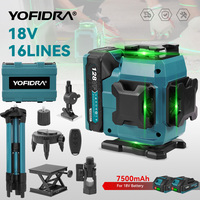 YOFIDRA 16 Lines 4D Laser Level Automatic 360 Horizontal Vertical Self-leveling Ultra Powerful Green Beam For 18V Battery