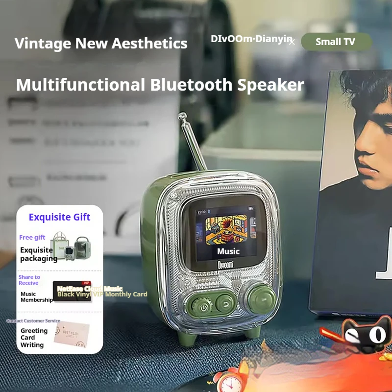 Divoom Point Sound Mini TV II Wireless Bluetooth Speaker Retro Desktop Small  Mini Radio Home Decorative Crafts Gift
