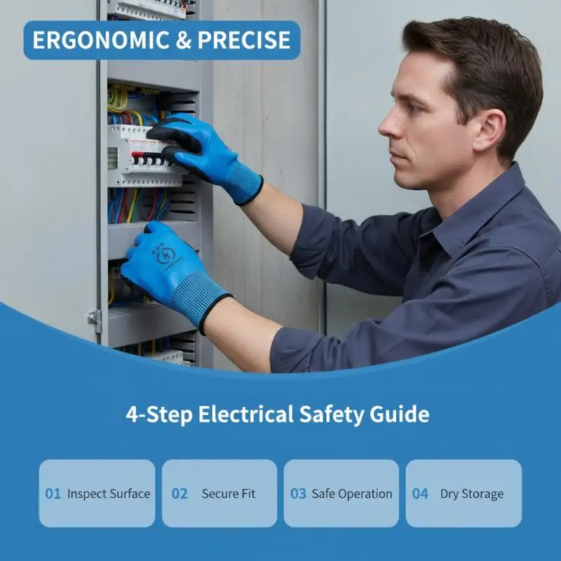 1 Pair Withstanding Voltage High Elasticity Glove Safety Protective Blue Electrician Insulating Gloves