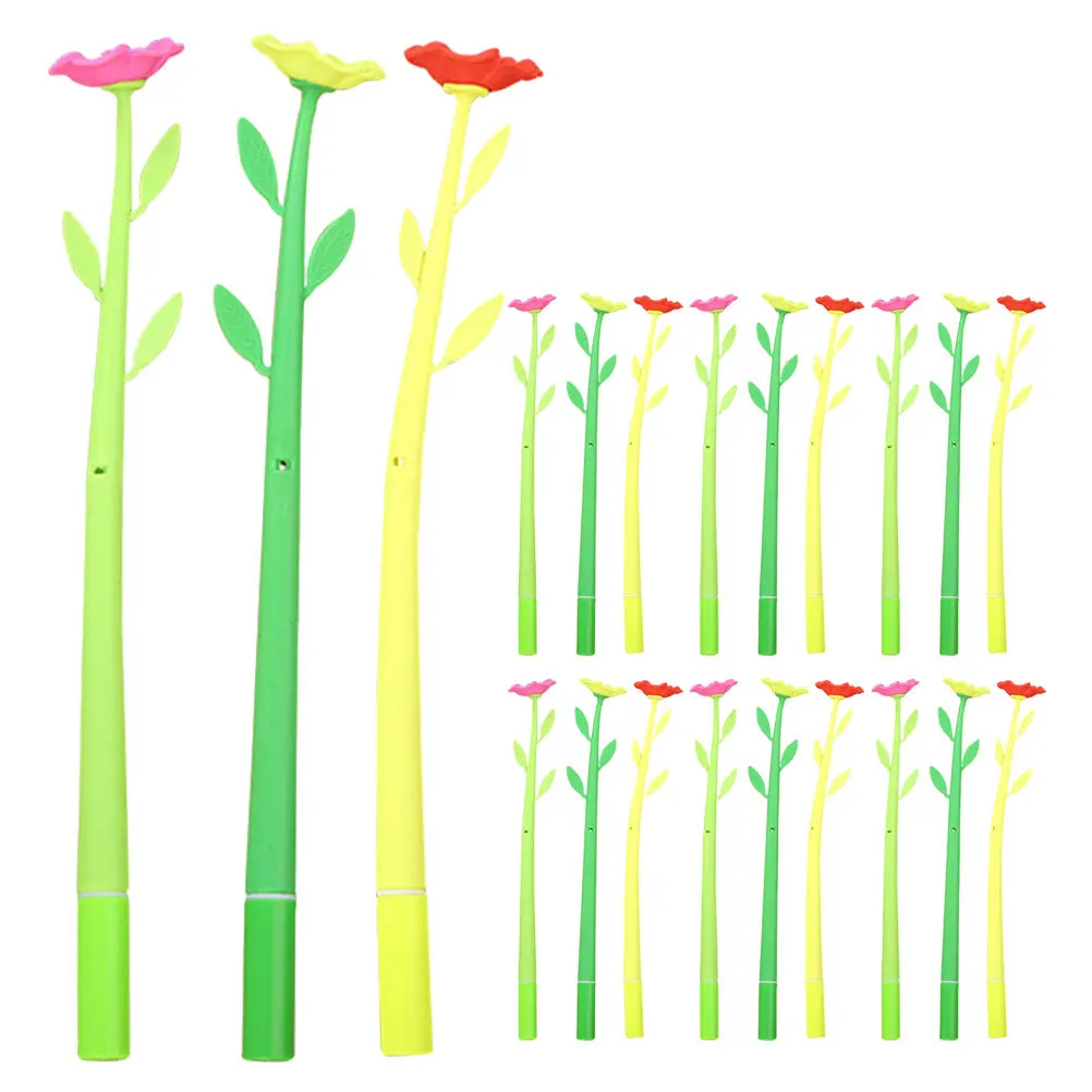 

50pcs Flower Pens: Creative Floral Gel Ink Pens Smooth Writing Cute Cartoon Stationery For Office School Home Party Favors