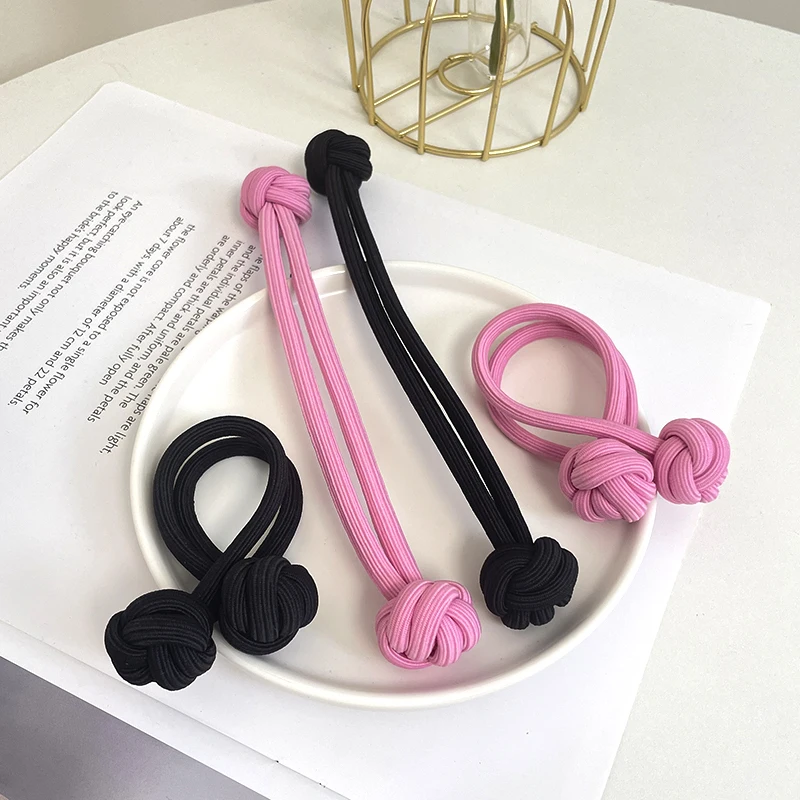 New Design Chinese Knot Head Rope High Horsetail Solid Color Rubber Bands Tie Fashion Versatile Durable Women Hair Accessories