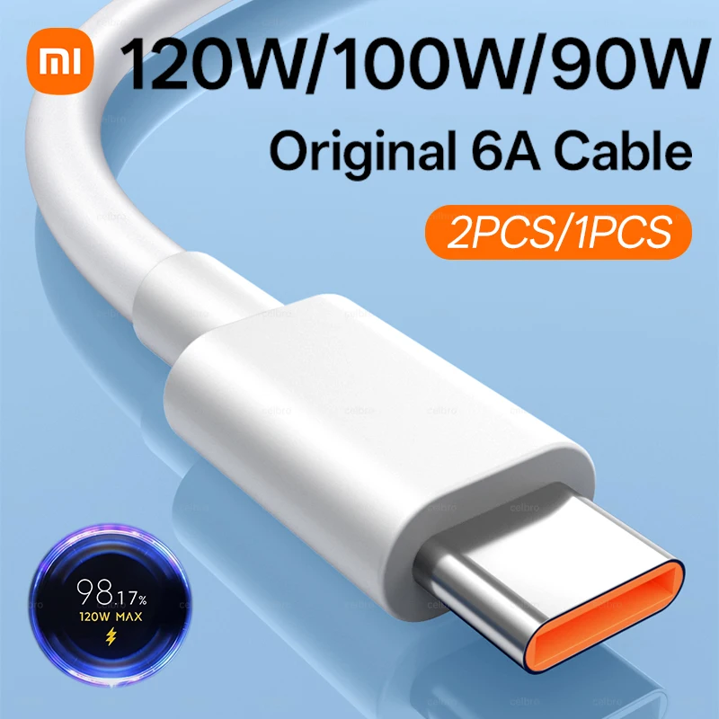 Xiaomi 120W Original 6A USB Type C Cable 100W 90W Turbo Fast Charger Mi 17 17T 15 14 13 Pro 12 Ultra Poco F7 X7 X8 Redmi Note A5