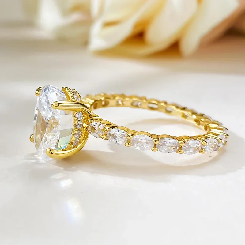 14K Gold Lab Diamond Ring 100% Real 925 Sterling Silver Engagement Wedding Band Rings for Women Bridal Promise Jewelry Gift